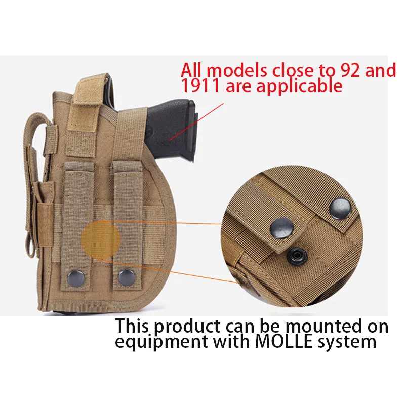 Pistolera táctica Molle para pistola, Airsoft, pistola de tiro, revólver, caza, Magzine, compacta, militar, para Glock 17 19 - imagen 5