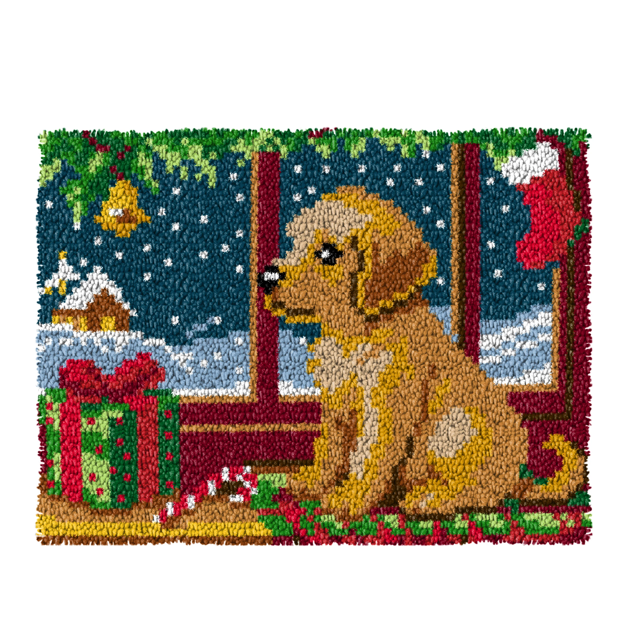 Kits de gancho de pestillo de Navidad, alfombra DIY, punto de cruz, costura Fomiaran, lienzo, cojín de punto, bordado, pestillo de ganchillo, decoración del suelo - imagen 4