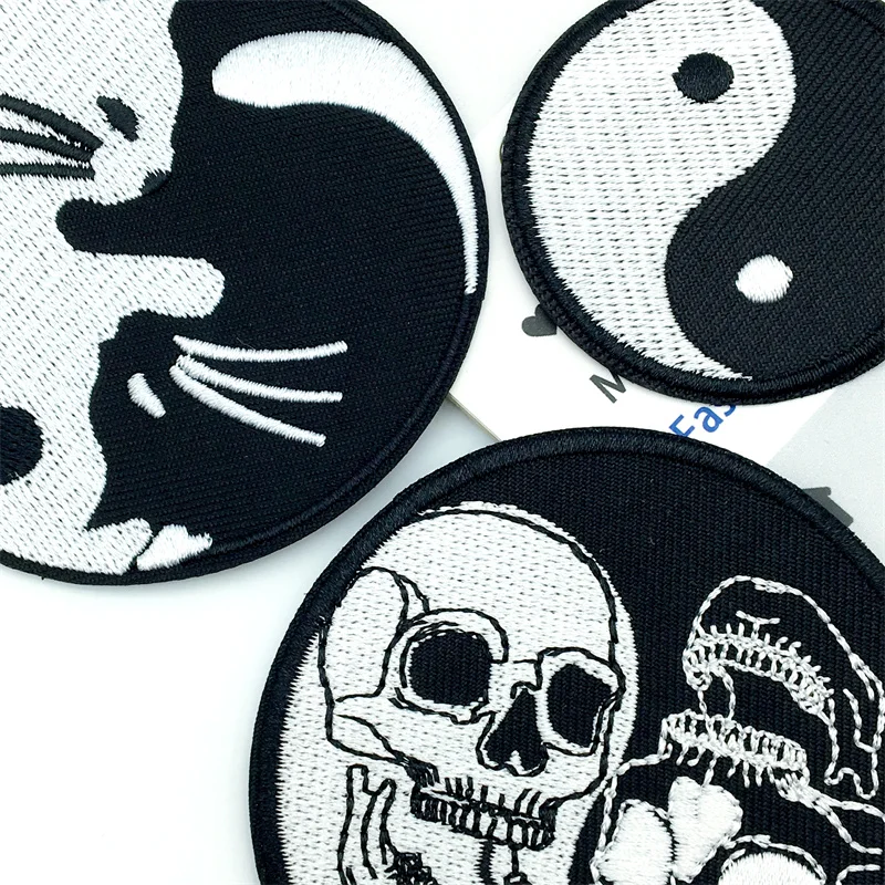 Parche termoadhesivo con patrón Punk Yin y Yang, fácil planchado/costura, para moda DIY, 3 uds. - imagen 4