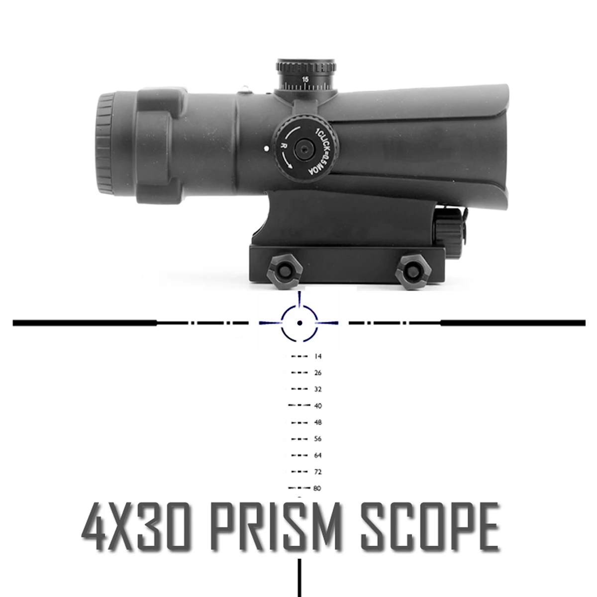 Alcance táctico para rifle, retícula MOA, AR, AK, caza, mira óptica de prisma 4x30,