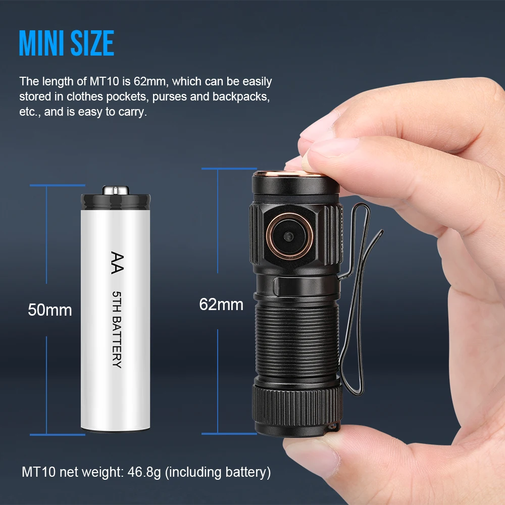 Trustfire MT10 linterna táctica LED recargable USB-C con imán EDC - imagen 3