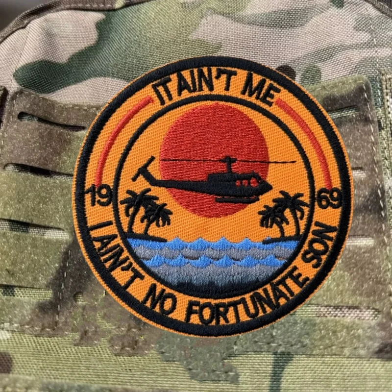 Tactische Moreel Badge Zonsondergang Vliegtuig Borduurpatch op Kleding Haak Lus Patches Rugzak Stickers Armband - imagen 5