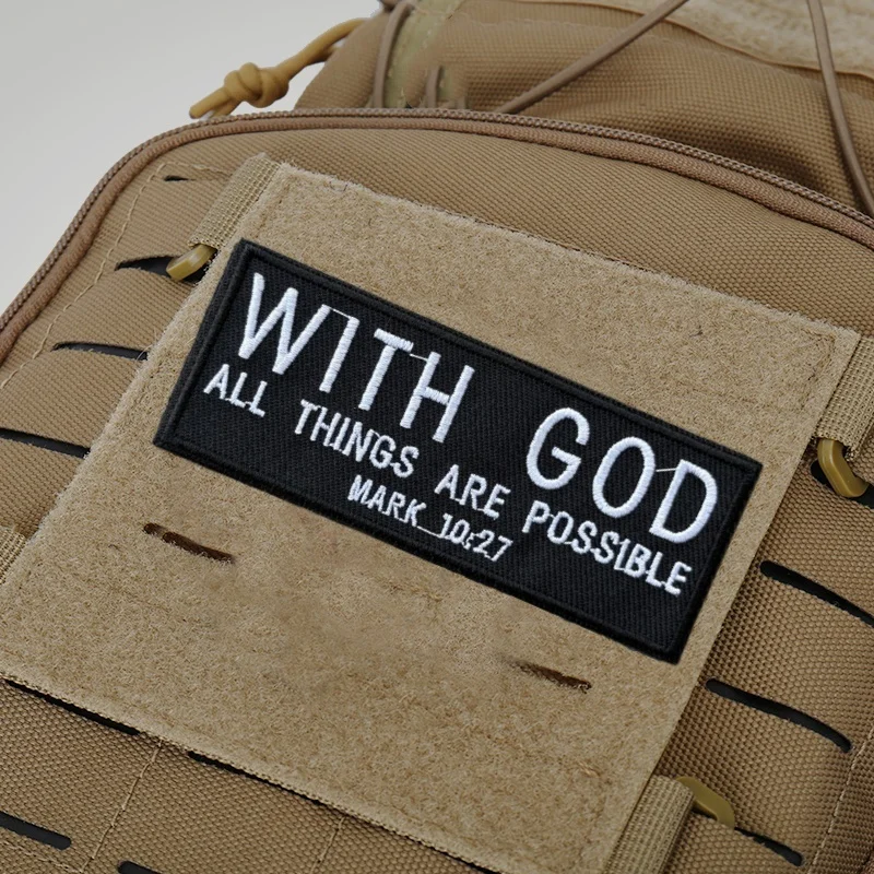 Insignia de moral táctica "con Dios", parche bordado, parches de gancho, ropa, mochila, pegatinas, brazalete - imagen 5