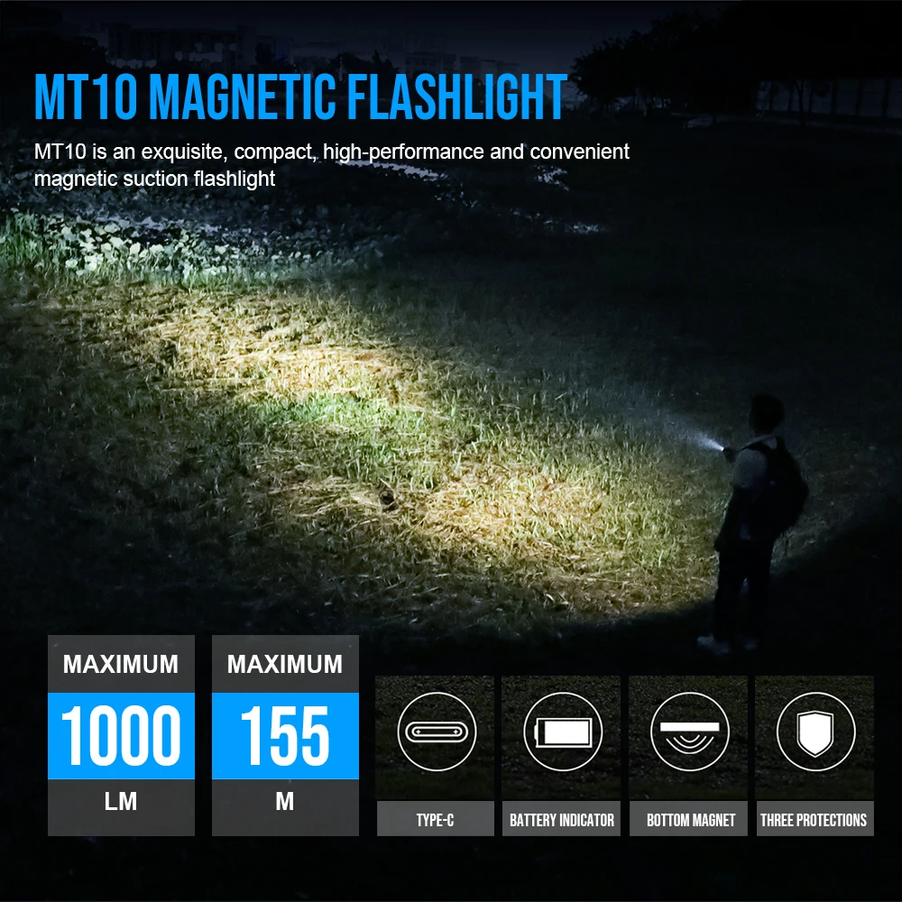 Trustfire MT10 linterna táctica LED recargable USB-C con imán EDC - imagen 4