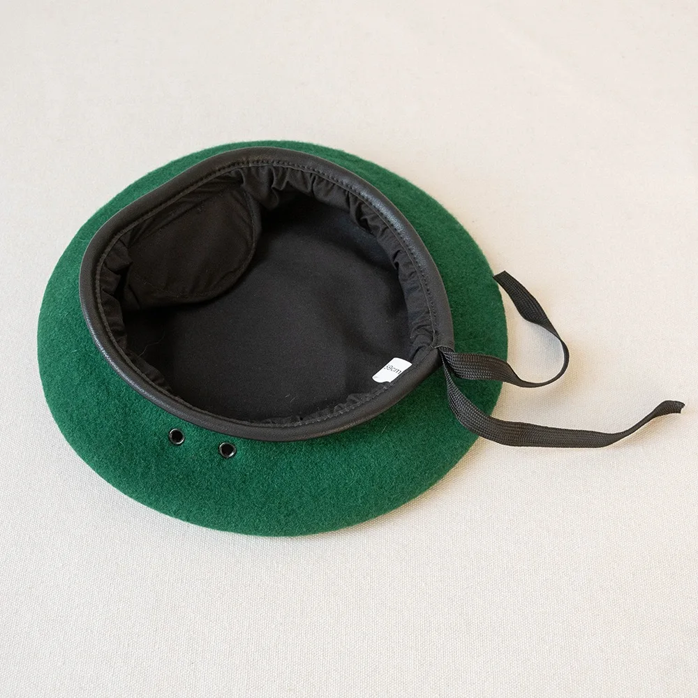 Boina militar Boina de lana 100% Boina de soldados Boina de guardia de acampada militar con ojal ventilado y boina de encuadernación ajustable - imagen 2