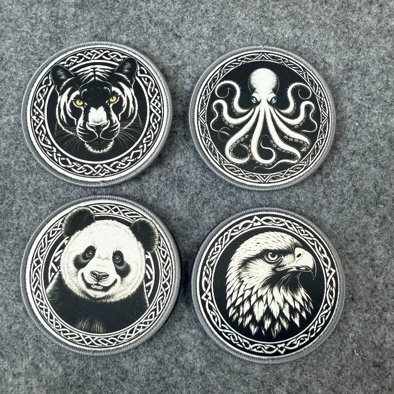Parche táctico de tótem Animal con estampado de gancho y bucle, insignia de moral, brazalete militar, mochila, apliques decorativos para ropa