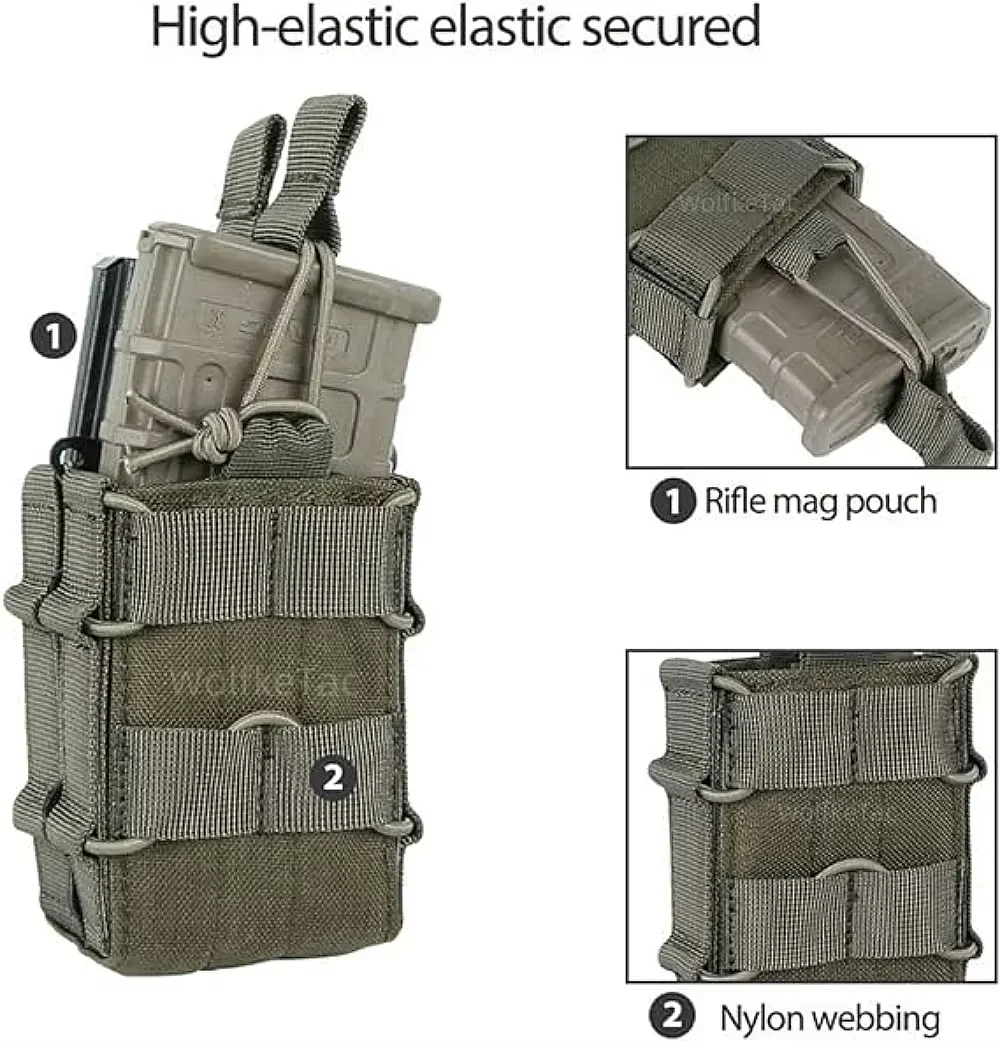 Bolsa de revistas compatible con MOLLE para M4/M16/AR15, soporte de munición doble para actividades al aire libre, organizador de clip montado en cinturón duradero - imagen 2