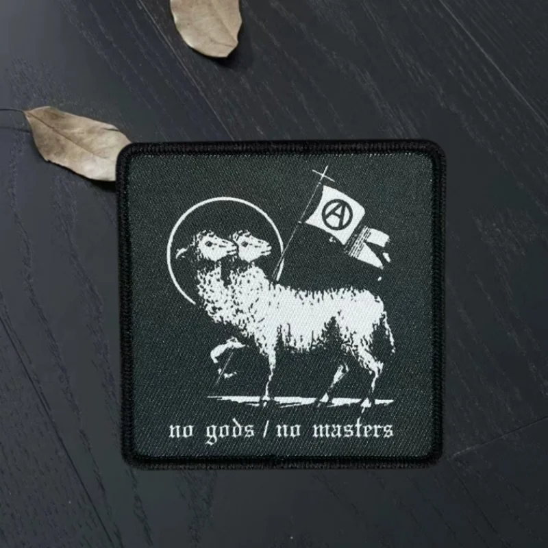 Parche estampado de estilo Punk No Gods/No Masters, insignia táctica militar, mochila con gancho y bucle, parches adhesivos decorativos para ropa - imagen 2