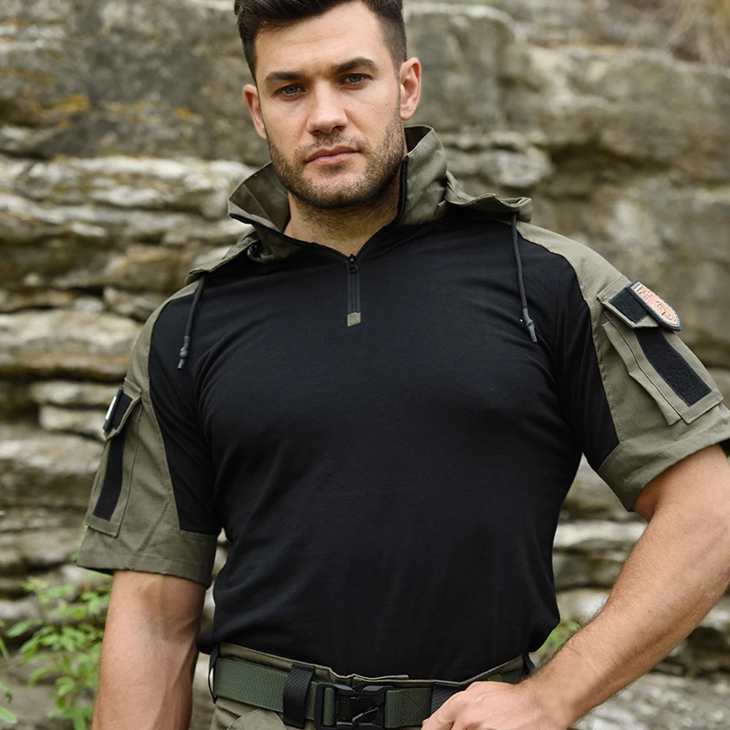 Camiseta de combate del Ejército para hombre, ropa táctica militar, camisa táctica de Safari, ropa Airsoft, ropa táctica de caza al aire libre - imagen 5
