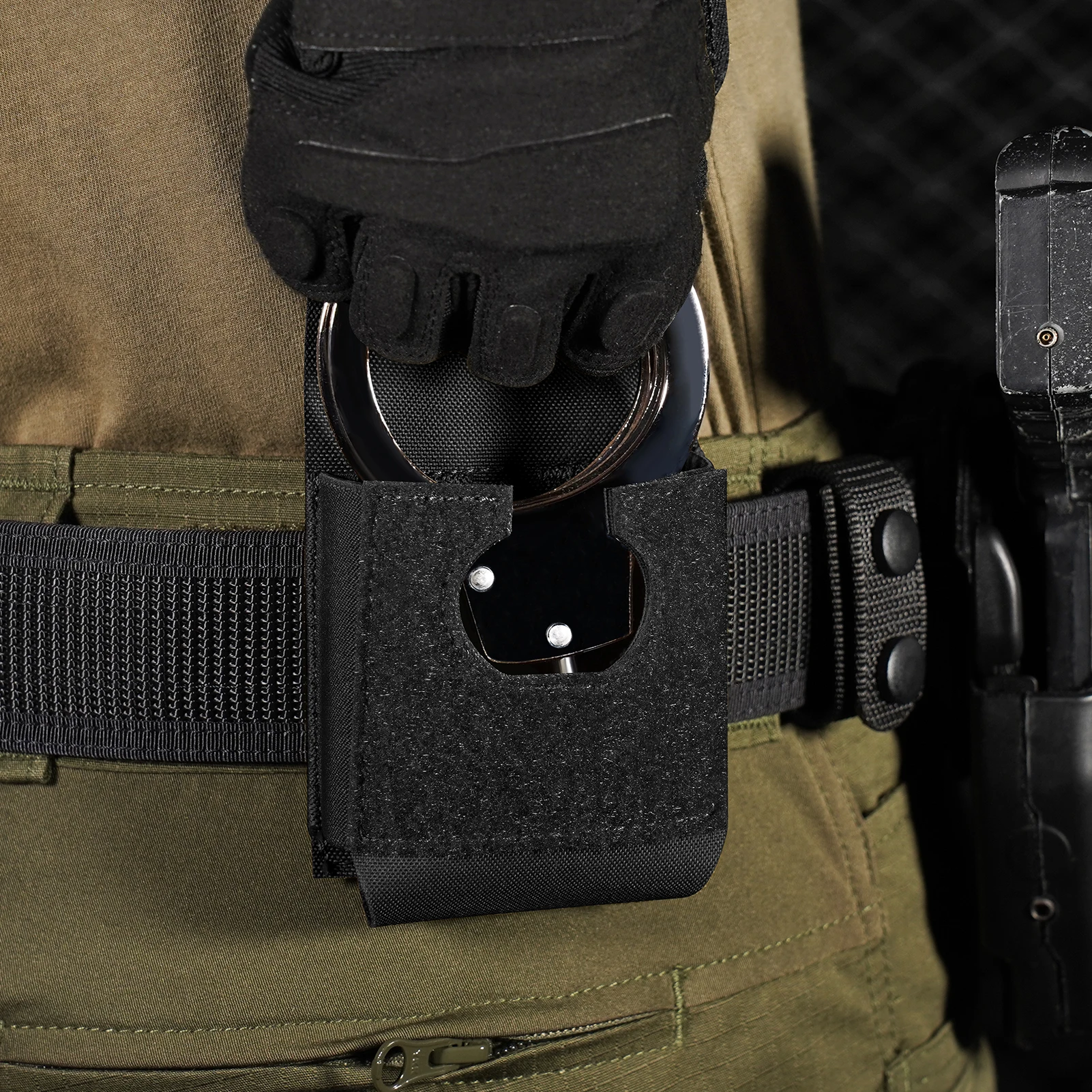 KRYDEX-soporte táctico para esposas, bolsa Molle, funda para esposas de nailon 500D, bolsa para cinturón, accesorios para chaleco de caza al aire libre - imagen 3