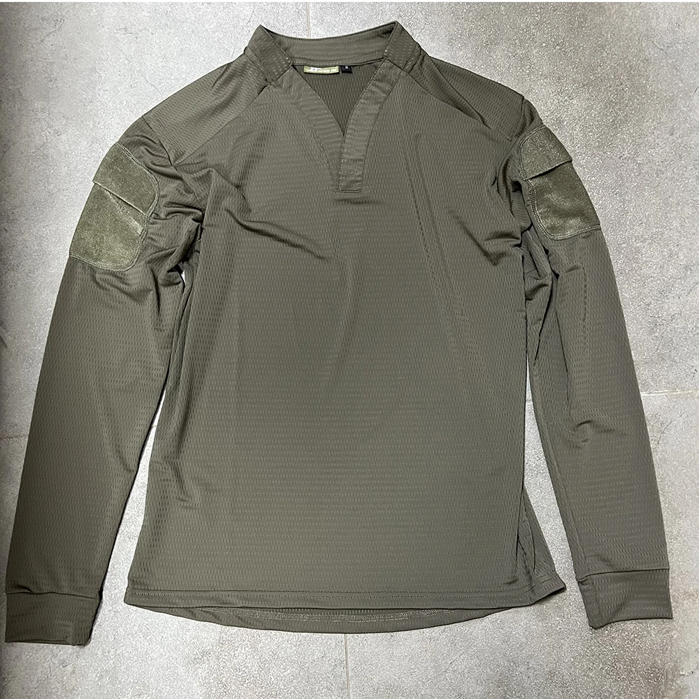 Ranger Green-Camiseta táctica de manga larga de secado rápido para hombre, camiseta transpirable con cuello en V para exteriores - imagen 3