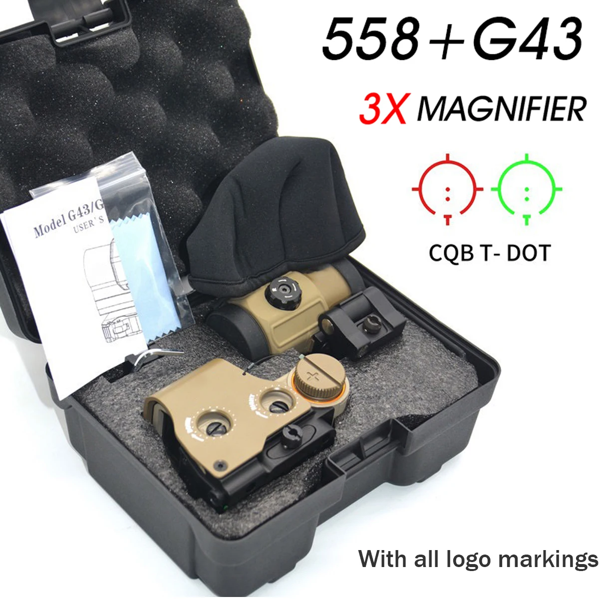 ET CH 558 + G33/G43/G45 Mira holográfica verde punto rojo 3x5x airsoft - imagen 5