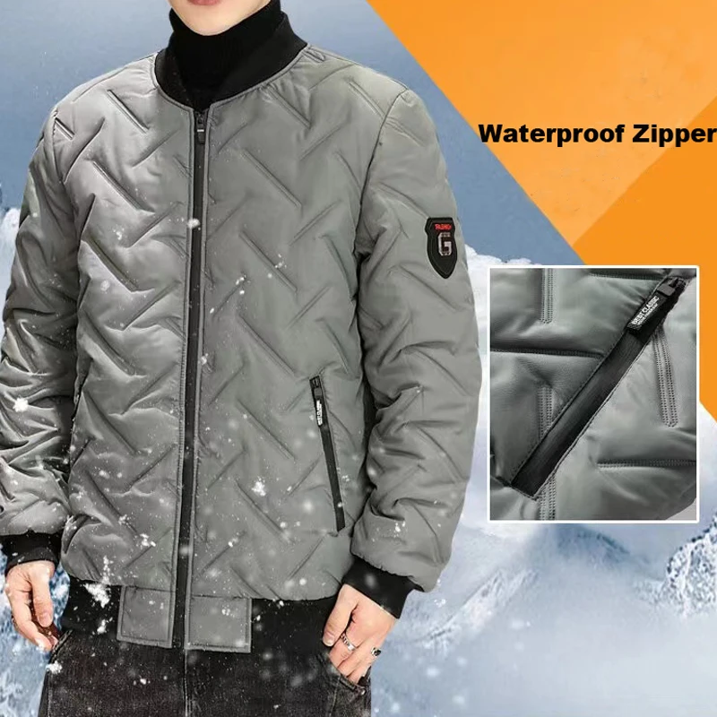 Chaquetas acolchadas de algodón para hombre, ropa de calle de moda coreana, informal, con cuello levantado, para acampar, senderismo, abrigo masculino, otoño, invierno, - imagen 3