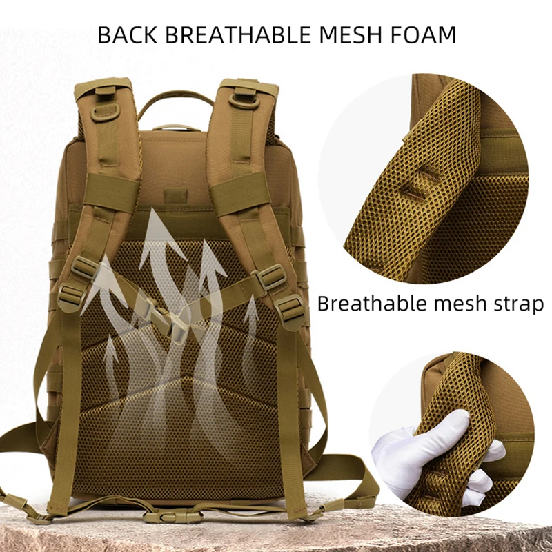 Mochila táctica de Montañismo al aire libre, almacenamiento grande Molle, deportes, escalada, senderismo, Camping, mochila multifuncional - imagen 5