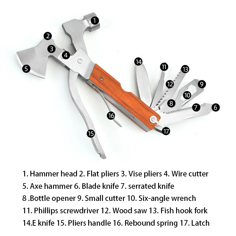 Martillo de hacha multifuncional para coche, herramientas portátiles para exteriores, martillo salvavidas para romper ventanas, martillo multifuncional - imagen 2