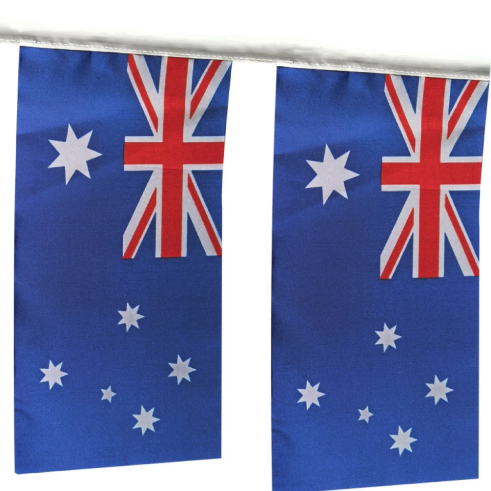 20 banderas por cuerda Banderas de Australia 14*21 cm cadena de pancarta Banderas australianas fiesta de vacaciones Banderas decoradas para interiores y exteriores - imagen 5