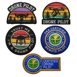Parche de tela bordado DRONE PILOT a rayas de arcoíris, charretera FAA, pegatina mágica para piloto de Dron, parche para mochila, insignias bordadas