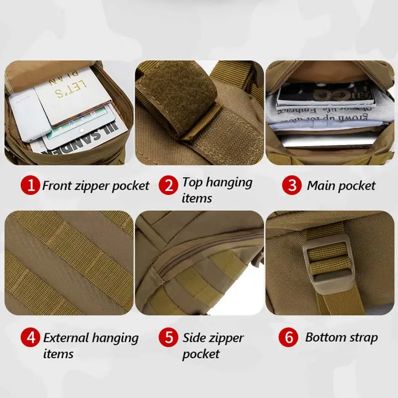 Mochila táctica - Compartimentos principales