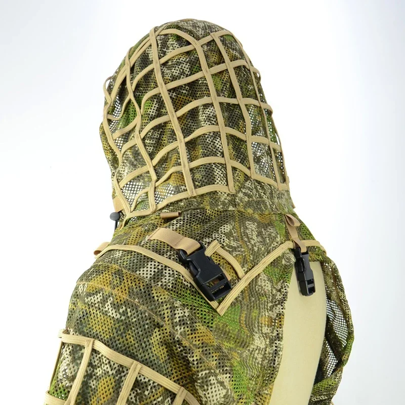 Traje Airsoft Ghillie táctico francotirador tiro malla Ghillie chal abrigo caza Ripstop 3D camuflaje Ghillie traje Viper Hood - imagen 2