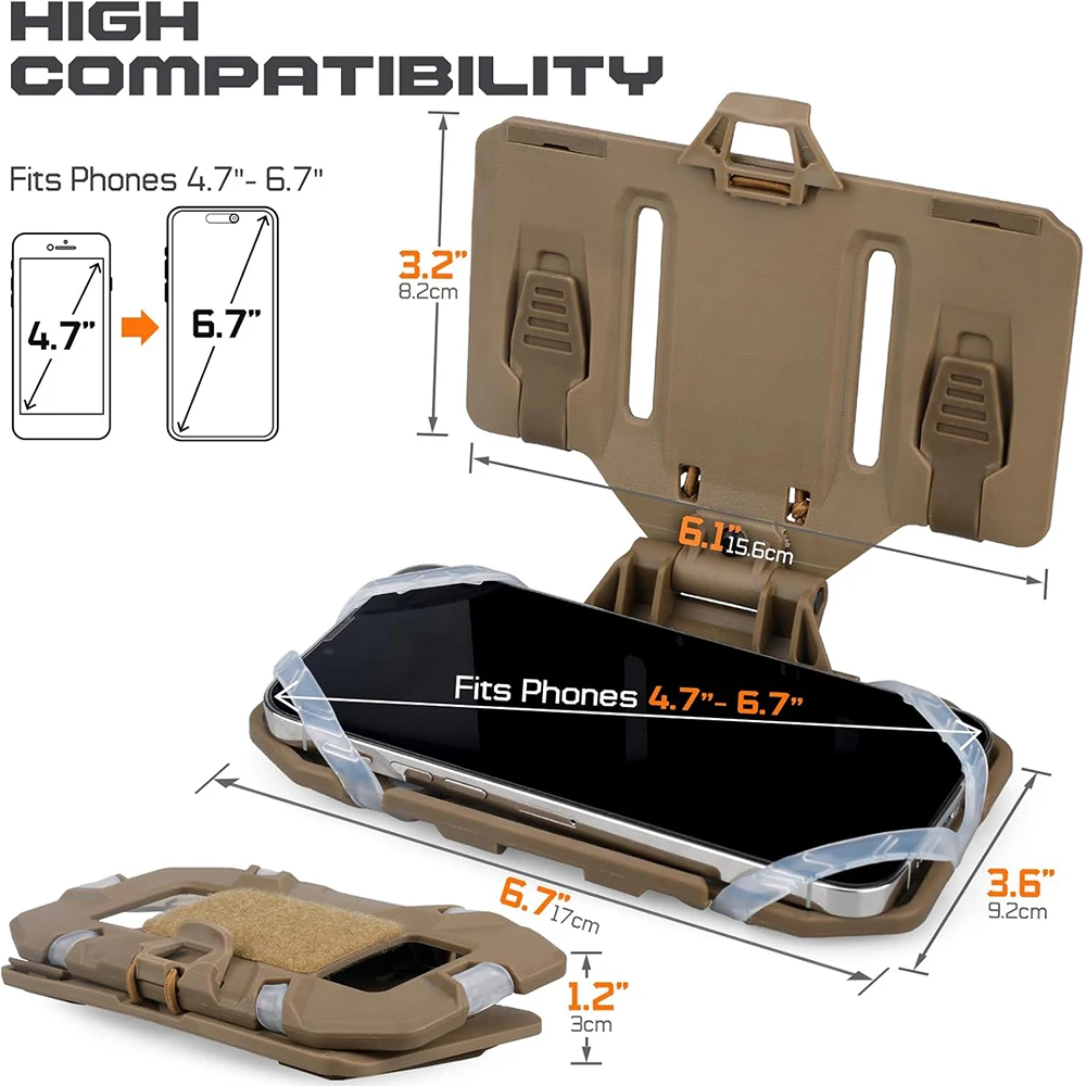 Molle portador de placa plegable, accesorios de chaleco de montaje de teléfono, soporte Universal de teléfono, Panel de administración de montaje en el pecho para teléfono de 4,7 a 6,7 pulgadas - imagen 2