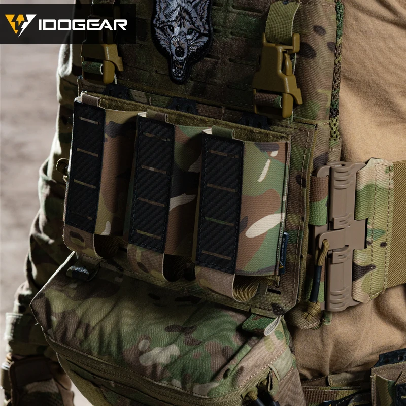 IDOGEAR-bolsa táctica militar para caza, bolsa de transporte Triple Mag 5,56, bolsa MOLLE de fibra de carbono, Camo 3592 CS Wargame - imagen 5