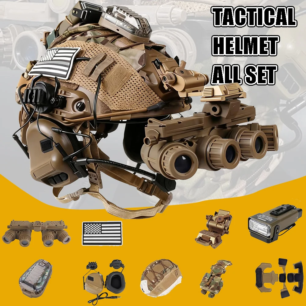 Conjunto de casco de tiro táctico Cod Airsoft casco de caza multifuncional Paintball absorbente de golpes juego de casco resistente a impactos