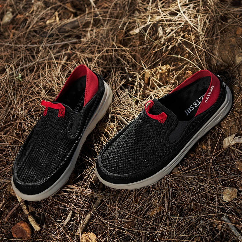 O.Z.TESHI, zapatos de senderismo transpirables, botas de trekking de malla para hombre, zapatillas deportivas para exteriores, zapatos ligeros informales de montaña con elásticos en el tobillo - imagen 4