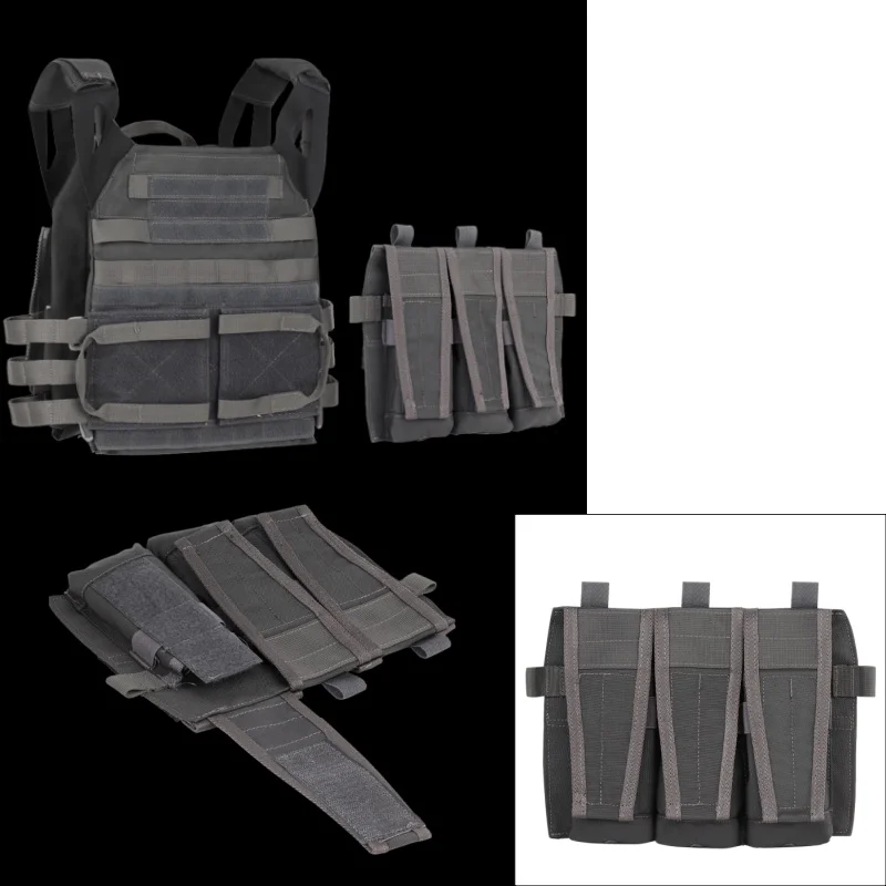 Portador de placa JPC 5.56 Bolsa triple magnética |   Portarrollos de panel frontal compatible con MOLLE |   Para accesorios de aventura de caza