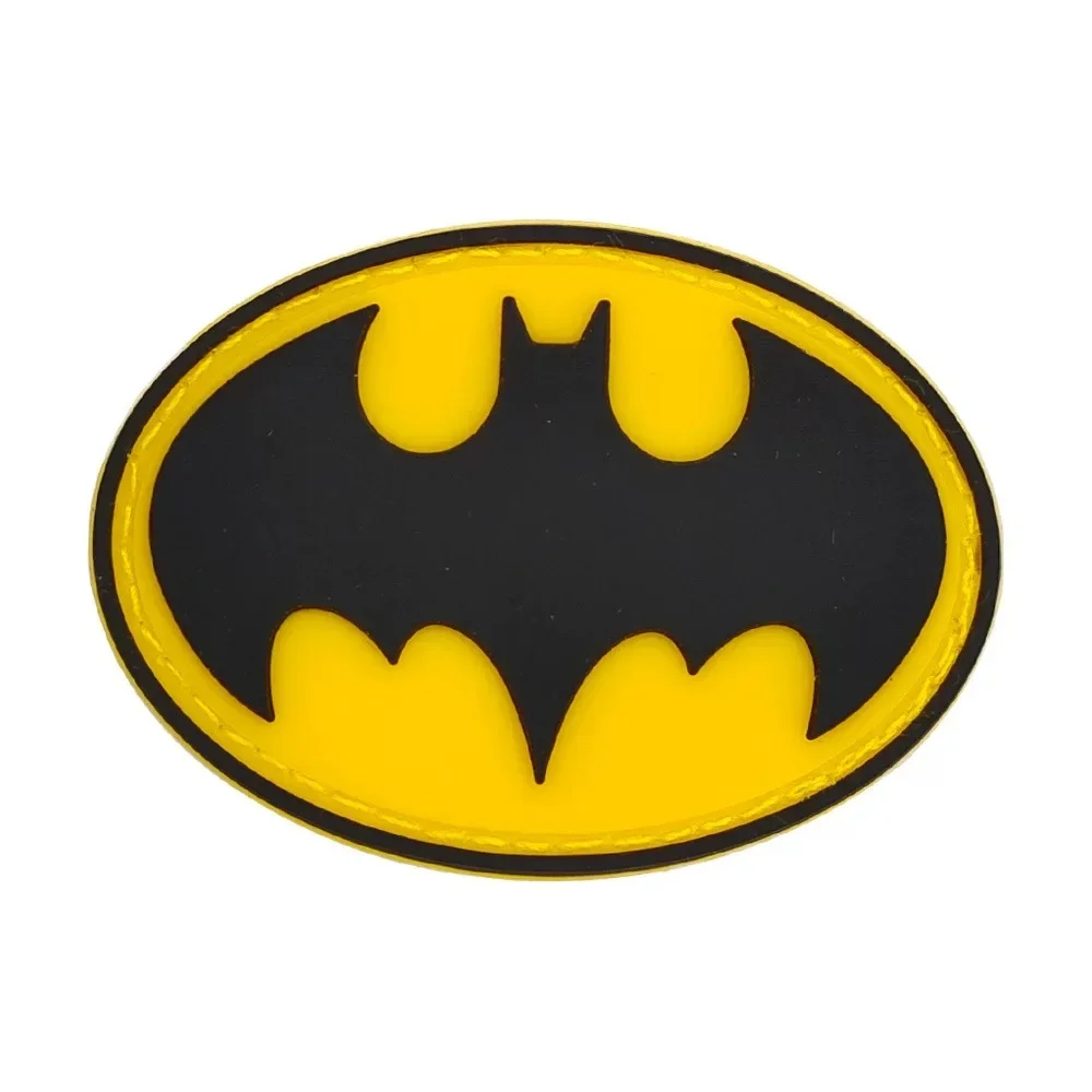 Insignia de murciélago negro y amarillo, parches de PVC, gancho y bucle, brazalete de moral, decoración de mochila militar, emblema táctico, accesorios, pegatinas - imagen 5
