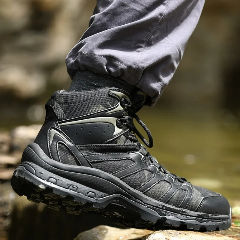 Zapatos tácticos de tubo medio al aire libre para desierto, botines de corte bajo para viajeros urbanos, senderismo, montañismo, campamento, caza, zapatillas deportivas - imagen 5