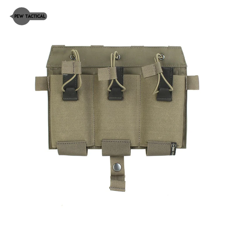 PEW TACTICAL Elastic Triple Mag Pouch 556 Magazine Front Panel Hunting Placard Hook And Loop SPC JPC Plate Carrier Airsoft FP19