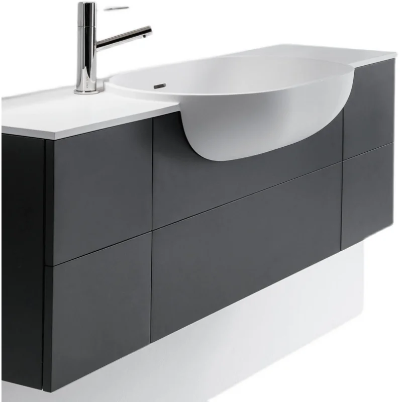 Piedra artificial de color sólido personalizada, lavabo integrado debajo de la encimera, gabinete de roble, lavabo de mano, inodoro - imagen 5