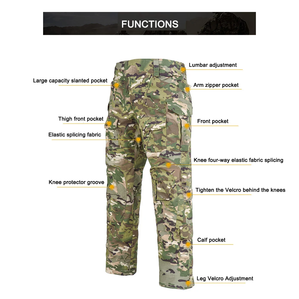Pantalones de combate para hombre al aire libre, pantalones de trabajo de camuflaje táctico, ropa de caza, ropa de senderismo, pantalones multibolsillos resistentes al desgaste - imagen 4