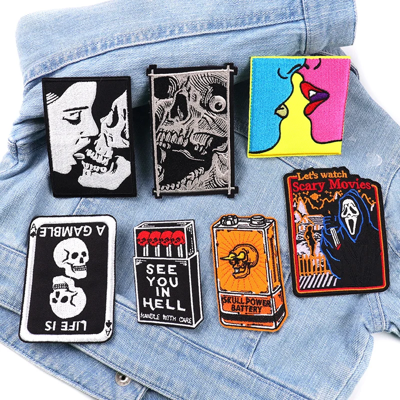 Parche bordado de dinosaurio Alien para ropa, parches termoadhesivos Punk/Skull DIY, Rock Animal - imagen 4