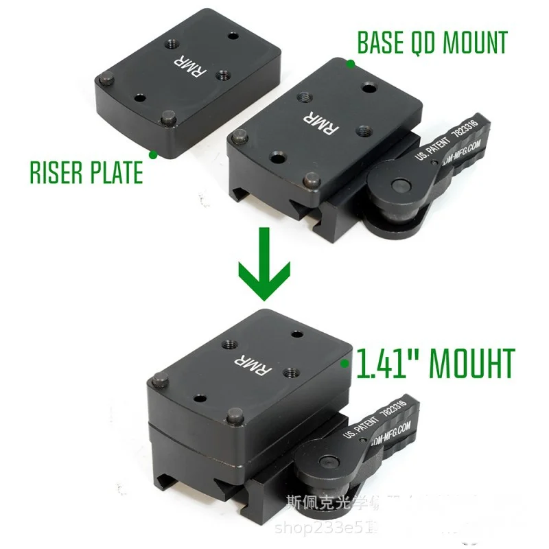 Óptica de caza Riser Mount RMR Red Dot Scope mira réflex táctica placa QD altura creciente base desmontable rápida - imagen 2