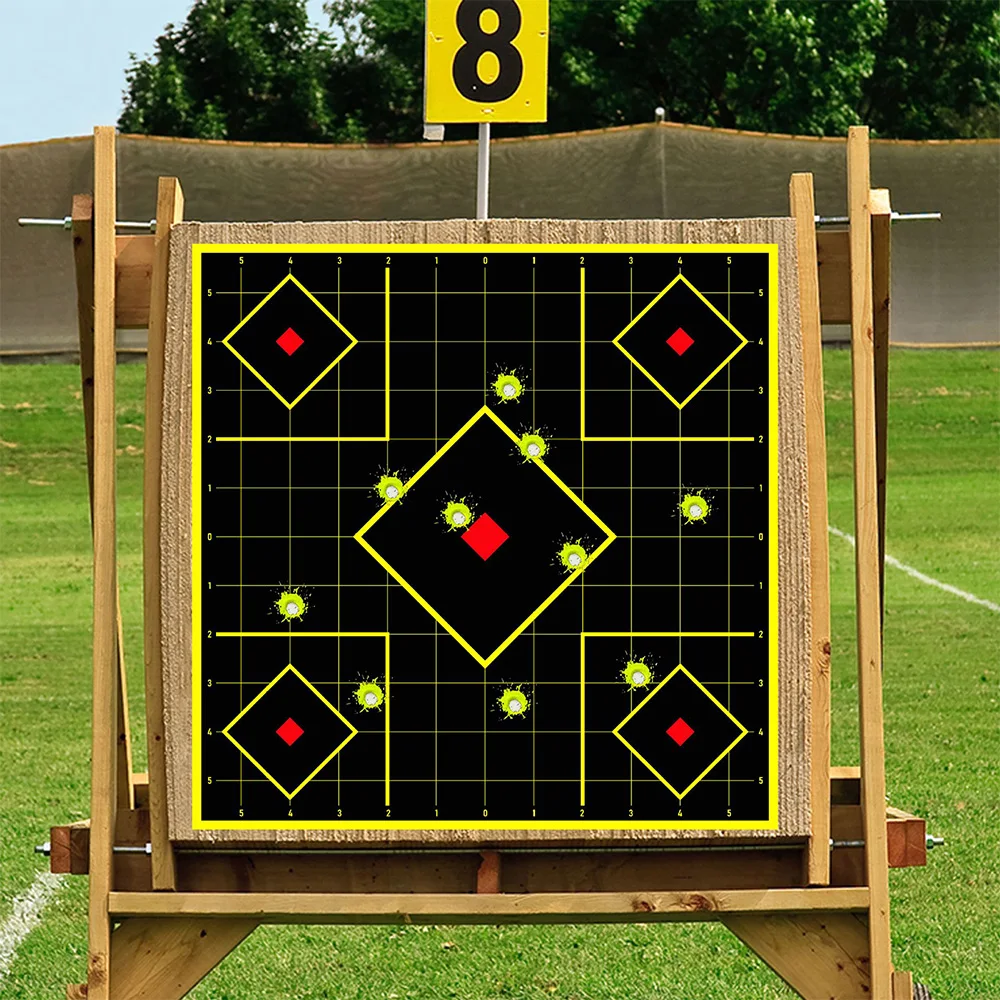 10 Uds. De objetivos de tiro, objetivos adhesivos contra salpicaduras, papel fluorescente amarillo para salpicaduras de objetivo de tiro para pistola BB Airsoft