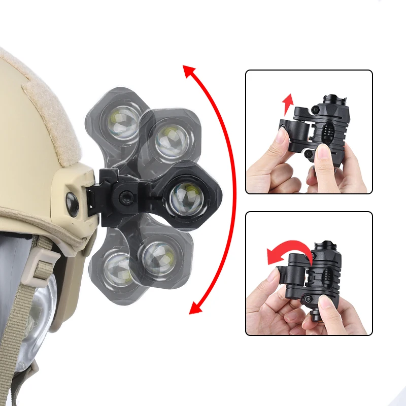 Airsoft-Lámpara táctica rápida para casco, minilinterna LED portátil para exteriores, Camping, caza, explorador - imagen 4