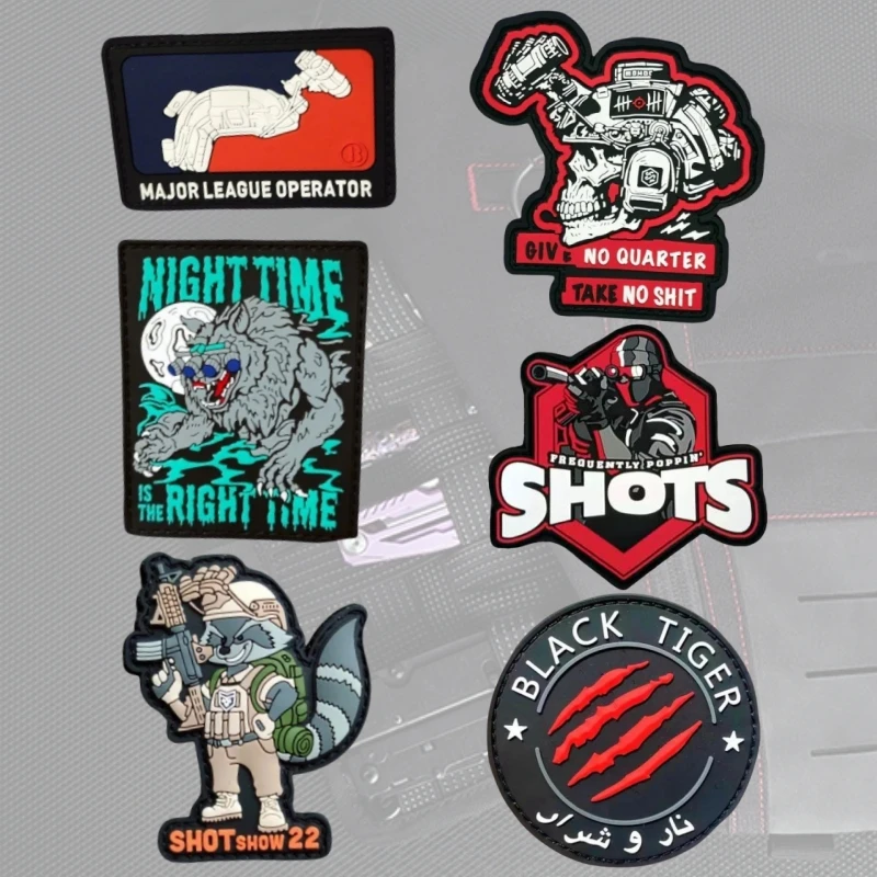 Parche de PVC para casco, insignia táctica de moral, Cráneo, soldado, con gancho y bucle, visión nocturna, mochila, emblemas, disparos militares