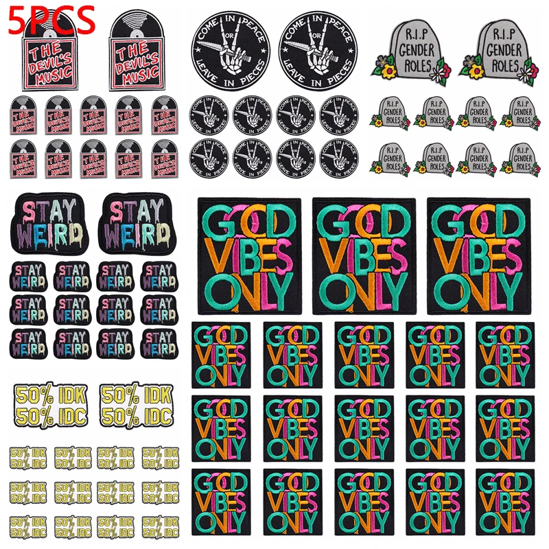 5 unids/lote, parche bordado con letras de dibujos animados, parches para planchar más extraños para ropa, parche termoadhesivo para coser ropa