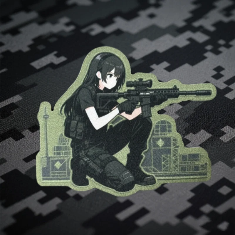 Parche militar de Chica de Anime para ropa, insignias de moral, parches tácticos con gancho, pegatinas militares estampadas para mochila