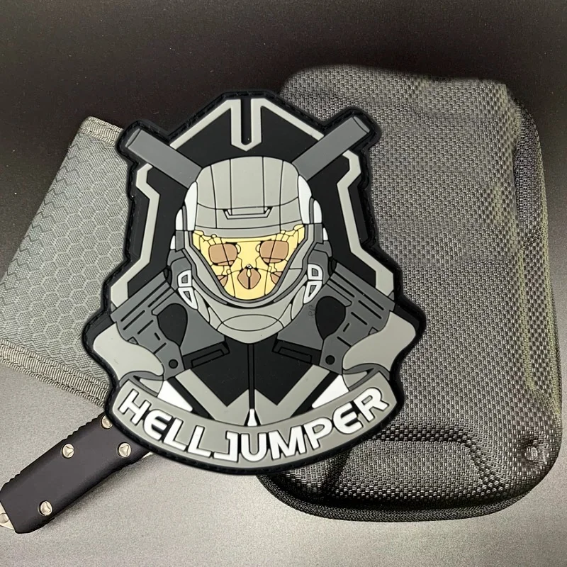 Parche de PVC HellJumper para ropa, insignia de moral táctica, brazalete de calavera, gancho, parches militares, accesorios para mochila, pegatinas - imagen 3
