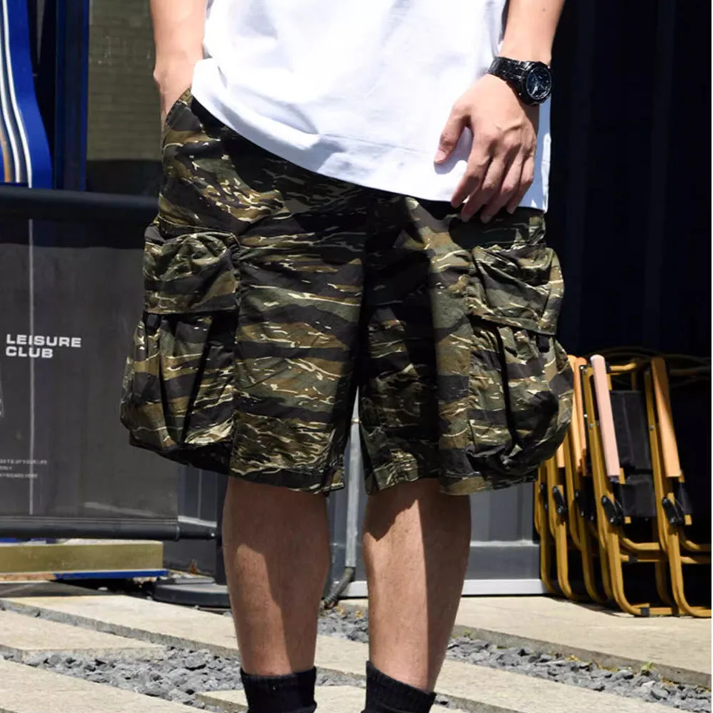 Monos con estampado de tigre para hombre, pantalones cortos de camuflaje Retro, tendencia informal, holgados y versátiles, Verano - imagen 4