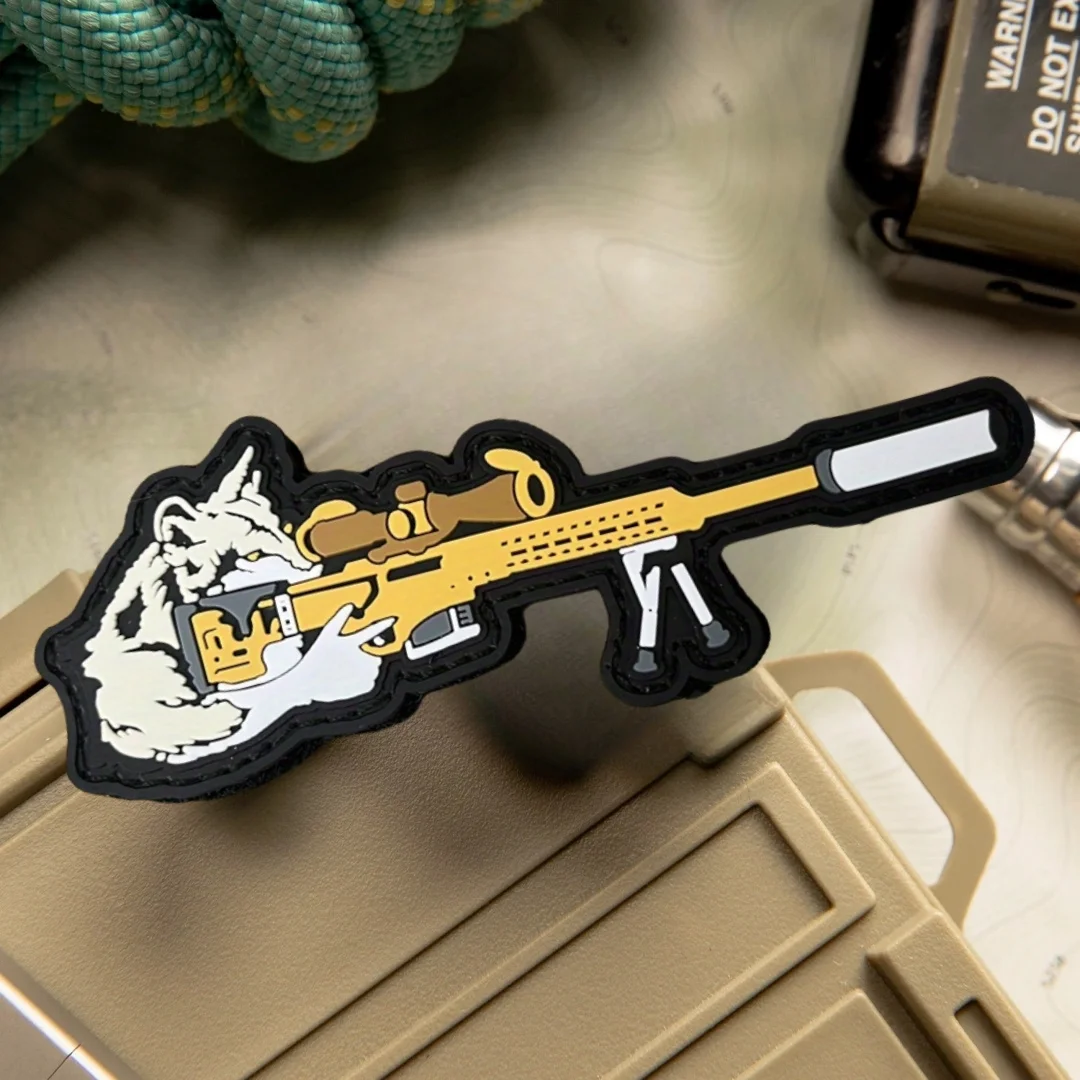 Parche táctico de moral de Lobo de francotirador, brazalete militar, emblema del ejército, parches de gancho y bucle de PVC para pegatina de mochila - imagen 3