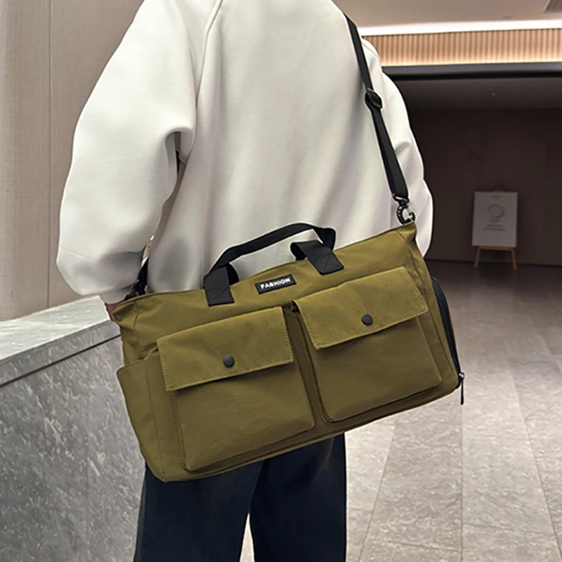 Bolsa de lona deportiva, bolsas de Yoga para gimnasio, húmedo y seco, con paquete de zapatos, para acampar al aire libre, senderismo, bolso grande de mano para equipaje de fin de semana - imagen 3