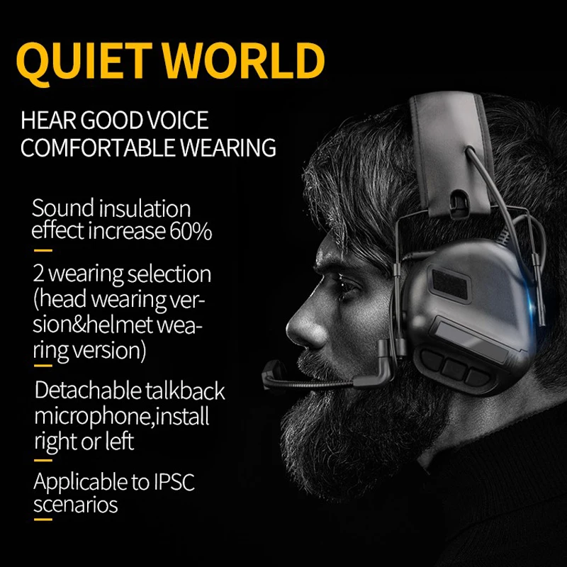 Auriculares militares tácticos sin sonido, versión de reducción de ruido, uso de cabeza, auriculares de tiro Airsoft para caza - imagen 4