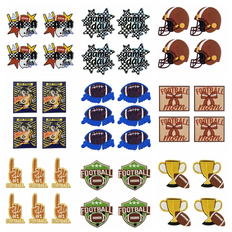 10 Uds. Parches bordados de fútbol DIY chaquetas sombreros Jersey insignias bordadas parches para planchar para ropa parche de fútbol MAMA