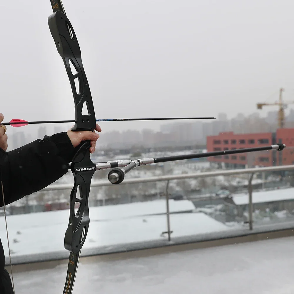 Juego de barra de equilibrio de tiro con arco, amortiguador de varilla de carbono 3K, estabilizador de arco 40 ° /45 °   Barra en V para arcos competitivos, accesorios de caza y tiro - imagen 5