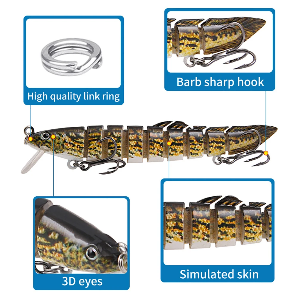 Cebo Artificial duro de 7/9 segmentos, 8,5/10cm, Wobblers que se hunden, señuelo de pesca articulado, Crankbait Swimbait para aparejos de pesca, señuelo Loach - imagen 4