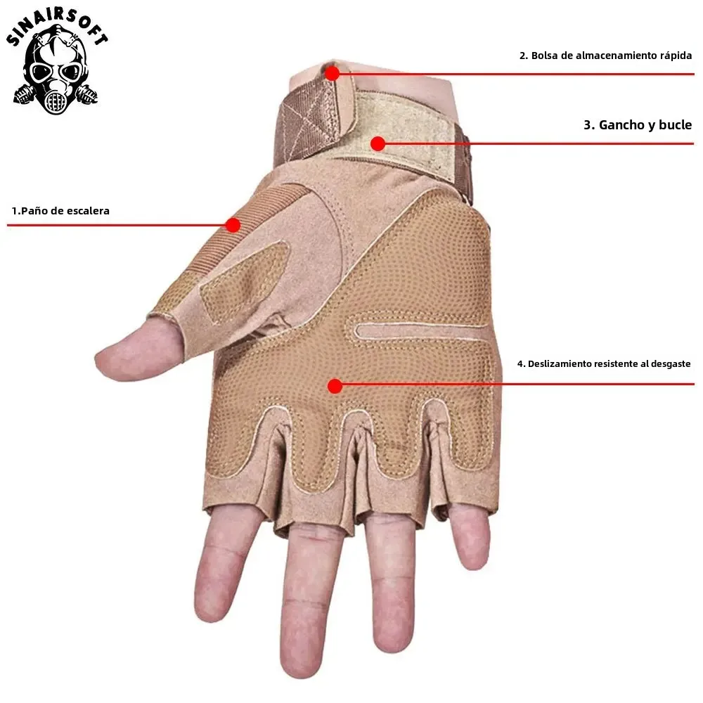 SINAIRSOFT guantes tácticos al aire libre deporte medio dedo militar hombres mujeres combate tiro caza Fitness guantes sin dedos - imagen 4
