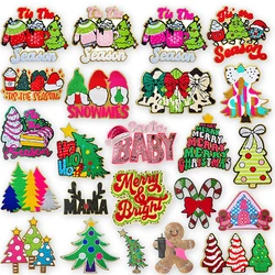 Parches grandes de chenilla de Papá Noel para bebé, parches brillantes para planchar, accesorios de ropa, parche bordado de temporada, regalo de Feliz Navidad